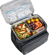 ZEEMO Insulated Lunch Bag for Men Women, Cooler with Adjustable Shoulder Strap, Leakproof Box for Work, Picnic, Black