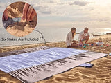 WEKAPO Beach Blanket Sandproof Waterproof, Extra Large Beach Mat, Oversized & Compact Sand Free Mat Quick Drying, Lightweight & Durable with 6 Stakes & 4 Corner Pockets