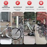 Bike Cover Waterproof Outdoor Storage for 3 Bikes, Bicycle Cover Rain Sun UV Dust Wind Proof with Storage Bag for Mountain Road Bike/Ebike (420D Black+Red, XXXL Size for 3 bikes)