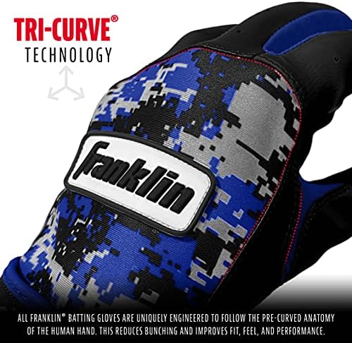 Franklin Sports MLB Youth Batting Gloves - Digitek Camo Baseball + Softball - Premium Leather - Many Sizes + Colors - Youth