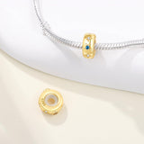PANPOKI Spacer Stopper Beads for Bracelets & Necklaces, 925 Sterling Silver Beads | Smooth & Pave Cubic Zirconia (White, Blue, 18K Gold Plated) | Anti-Slide Separator Charms S925 Women Jewelry (2Pcs Gold Star Spacer)