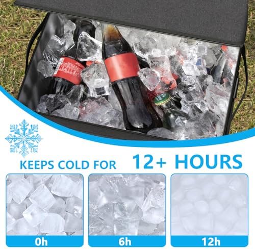 Cooler with Wheels and Handle, 50 Can Rolling Cooler, Portable Collapsible Soft Cooler Bag with Wheels,Leakproof Insulated Wheeled Cooler for Beach, Camping, Patio Travel, Outdoor, Ball Fields