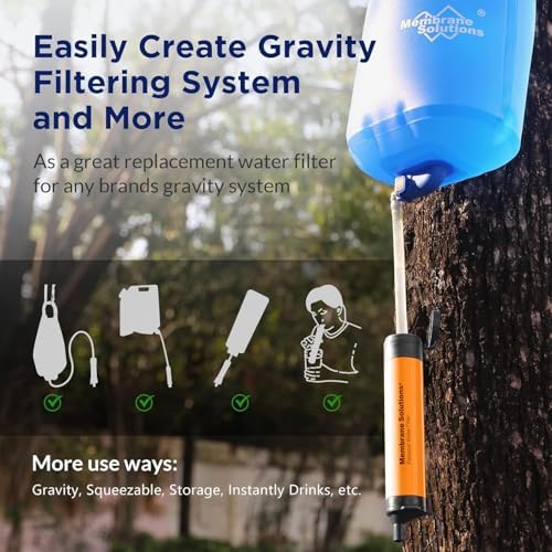 Membrane Solutions Straw Water Filter, Survival Filtration Portable Gear, Emergency Preparedness, Supply for Drinking Hiking Camping Travel Hunting Fishing Team Family Outing