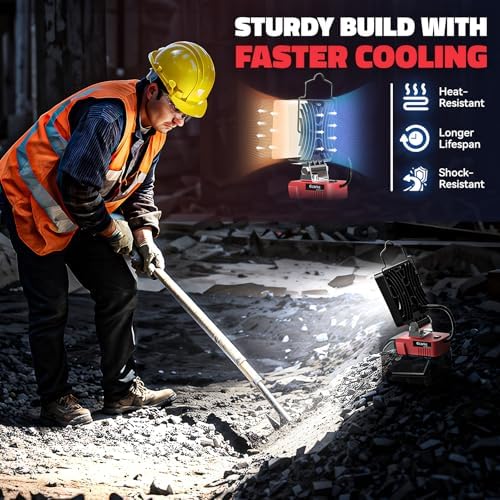 Upgrade LED Work Light for Milwaukee Battery: Ecarke 70W 7000LM for Milwaukee Lights for m18 USB Light 18V Battery Flashlight with Low Voltage Protection for Working in a Dark Environment