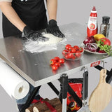 Foldable Grill Table with Extra Storage Bottom Shelf, Outdoor Indoor Foldable Outdoor Grill Stand Table with Garage Rack & Tissue Holder,Easy Set-up, 30" x 24", Silver