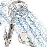 Filtered Shower Head with Handheld, 9-Spray Mode High Pressure Detachable Shower Head with Filters for Hard Water - Remove Chlorine Brushed