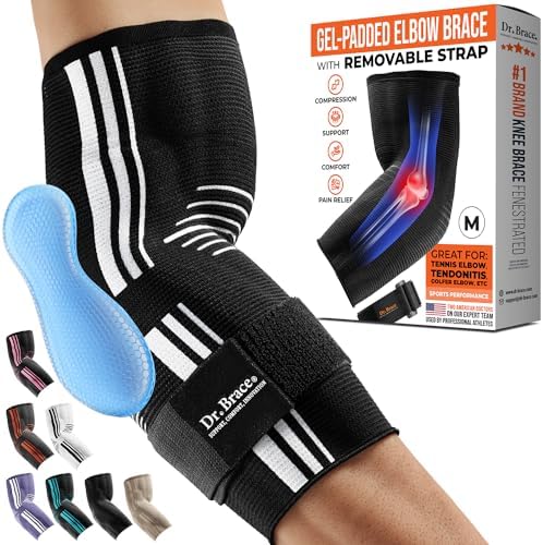 DR. BRACE® Elite Elbow Brace Support, Breathable Elbow Compression Sleeve with Gel Pad for Golfer's, Tennis Elbow & Tendonitis Treatment & Pain Relief 2024