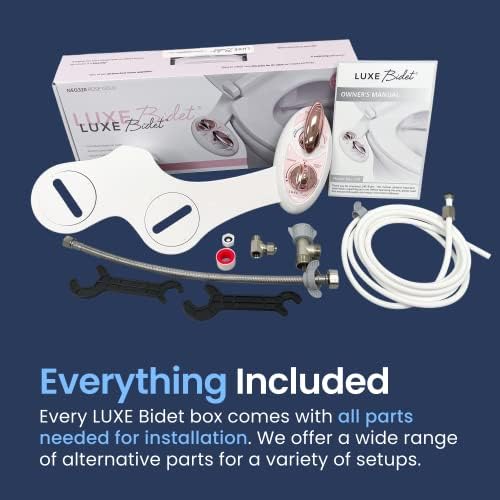 LUXE Bidet NEO 320 - Hot and Cold Water, Self-Cleaning, Dual Nozzle, Non-Electric Bidet Attachment for Toilet Seat, Adjustable Water Pressure, Rear and Feminine Wash, Lever Control (Rose Gold)