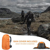 Loowoko 50L Hiking Backpack, Waterproof Camping Essentials Bag with Rain Cover, 45+5 Liter Lightweight Backpacking Back Pack
