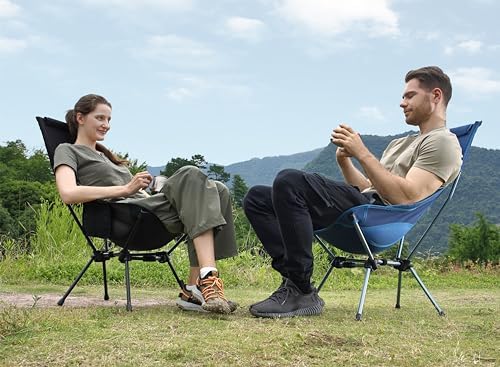 MARCHWAY Lightweight Folding High Back Camping Chair with Head Support, Stable Portable Compact for Outdoor Camp, Travel, Beach, Picnic, Festival, Hiking, Backpacking (Highback Dark Blue)