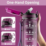 Water Bottle with Straw, 32oz Motivational Water Bottles with Time Marker to Drink, Tritan BPA Free, 1L Sports Water Bottle with Carry Strap LeakProof for Women Gym Fitness Outdoor (1 Pack)