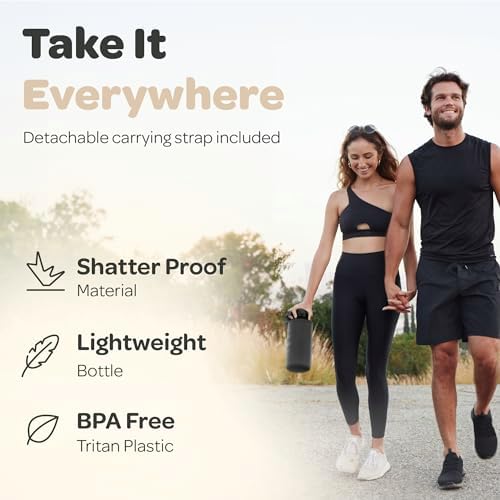 Hydracy Water Bottle with Time Marker -Large BPA Free Water Bottle & No Sweat Sleeve -Leak Proof Gym Bottle with Fruit Infuser Strainer & Times to Drink -Ideal for Fitness Sports & Outdoors