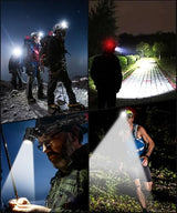 High Lumens LED Headlamp& 100H Using Time, USB Rechargeable Head lamp, 90° Adjustable Widebeam Motion Sensor Head Light with 5 Modes,Zoomable for Camping Running Hiking, Hard Hat Headlamps 1pc
