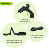 Surebonder Cordless/Corded High-Temperature Mini Hot Glue Gun with Fine Tip for Detailed Crafting and DIY Projects, 20 Watts (CL-195F)