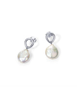 PAVOI 925 Sterling Silver Pearl Statement Wedding Drop Earrings, White Gold