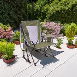 GCI OUTDOOR Comfort Pro Rocker Camping Chair | Portable Folding Rocking Chair with Durable Armrests & Drink Holder — Loden Green