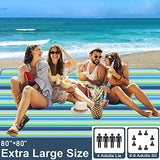 Extra Large 80"x 80" Beach Blanket, Outdoor Picnic Blankets, Waterproof Sandproof Portable Blankets, Foldable and Lightweight for Spring Summer Camping, Beach, Park (Blue, 80x80 in)