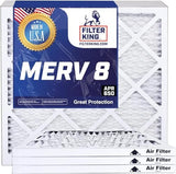 Filter King 20x20x1 Air Filter | 12-PACK | MERV 8 HVAC Pleated A/C Furnace Filters | MADE IN USA | Actual Size: 19.5 x 19.5 x .75"