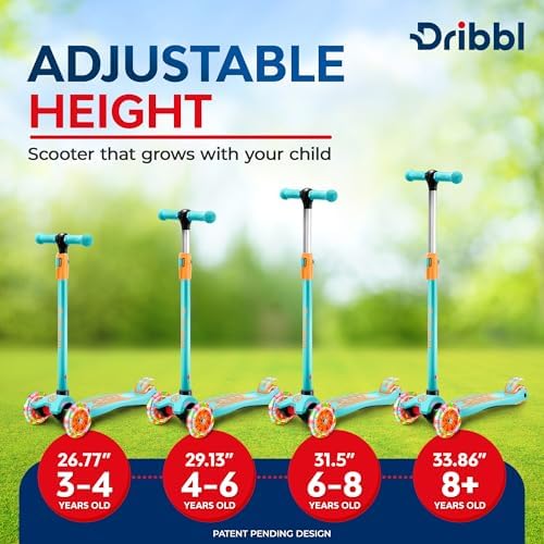 3-Wheel Kids Scooter - Lean-to-Steer Technology, Adjustable Height Handlebar, Wide Deck, Scooter for Boys & Girls Ages 3+, Child Safety Approved, Support Riders Up To 165 lbs, Light Blue/Orange