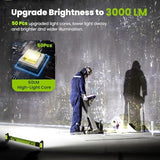 Work Light【AUTO ON/Off】 3000LM LED Work Light 5200mAh Under Hood Working Light with Hooks, Portable Magnetic Rechargeable Cordless Job Site Lighting for Mechanic/Car Repairing/Garage-Green