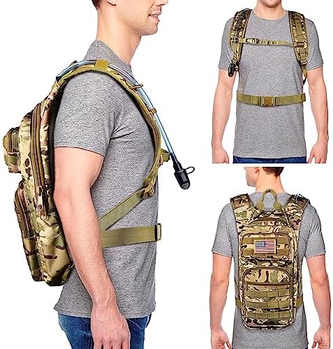 NOOLA Hydration Backpack with 3L TPU Water Bladder, Tactical Molle Water Backpack for Men Women, Hydration Pack for Hiking, Biking, Running and Climbing