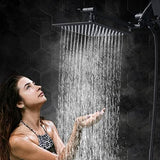 G-Promise All Metal 10" Dual Square Shower Head Combo | Rain Shower Head | Handheld Shower Wand | Adjustable | 3-Way Diverter | 71" Extra Long Hose - A Bathroom Upgrade (Matte Black)