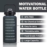 64oz,100oz,128oz Large Motivational Water Bottle with Time Marker, Leakproof & BPA Free Half Gallon Big Water Bottle with Straw Handle Tritan Frosted Water Jug for Gym,Fitness,Outdoor Sports