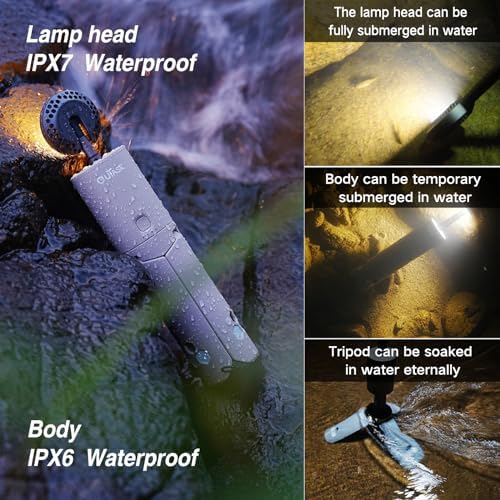 Camping Light Telescopic, Collapsible Magnetic Camping Lantern with 12000mAh Battery, Telescoping IPX6/IPX7 Waterproof Flashlights, Camping Lamp for Emergency, Camping, Hiking (Desert Yellow)