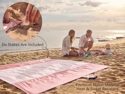 WEKAPO Beach Blanket Sandproof Waterproof, Extra Large Beach Mat, Oversized & Compact Sand Free Mat Quick Drying, Lightweight & Durable with 6 Stakes & 4 Corner Pockets