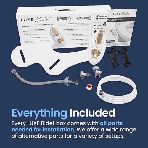 LUXE Bidet NEO 320 - Hot and Cold Water, Self-Cleaning, Dual Nozzle, Non-Electric Bidet Attachment for Toilet Seat, Adjustable Water Pressure, Rear and Feminine Wash, Lever Control (Gold)