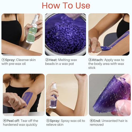 BLITZWAX Brazilian and Bikini Waxing Kit for Women, Hard Wax Warmer for Face, Legs and Body, At Home Hair Removal Kit, Beginner Friendly, Effective on Coarse Hair, Pool Swirl Design