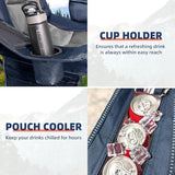 Oversized Camping Chair Heavy Duty 500LBS - Folding Outdoor Chair with Cooler Bag, Storage Pockets, Portable Collapsible Lawn Chairs for Adults (Blue & Gray)