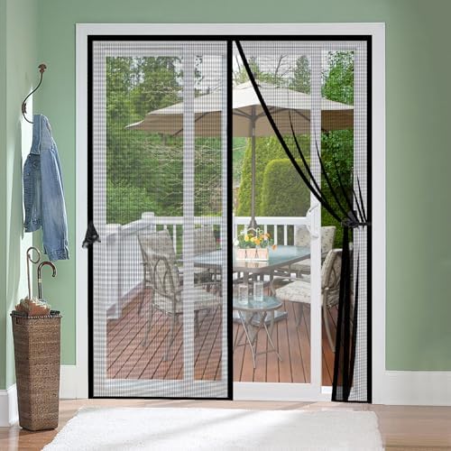 Fiberglass Magnetic Screen Door Fit Door Size 48 x 80 in- Heavy Duty Fiberglass Screen Door Mesh for Interior Door, Patio and Sliding Doors - Door Screen Magnetic Closure Let Fresh Air in