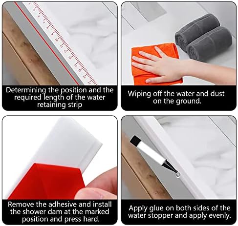New Collapsible Shower Threshold Water Dam, Self Adhesive Silicone Waterproof Barrier Bathroom and Kitchen Water Strip Dam Shower Guard for Dry And Wet Separation Caulk Seal Strip Edge Trim(TM)