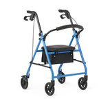 Lightweight Folding Steel Rollator Walker with Seat FSA/HSA Eligible – 6” Wheels, Locking Hand Brakes, Adjustable Handles (31"-35"), 300 lb Capacity, Padded Seat – Light Blue Mobility Aid for Seniors