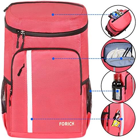 FORICH Backpack Cooler Leakproof Insulated Waterproof Backpack Cooler Bag, Lightweight Soft Beach Cooler Backpack for Men Women to Work Lunch Picnics Camping Hiking, 30 Cans