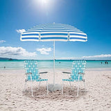 VINGLI Patio Lawn Webbed Folding Chairs Set of 2, Outdoor Beach Chair Portable Dining Chair for Outdoor Yard, Garden (White & Blue, Classic)