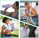 40 oz Water Bottle with Straw - Insulated Vacuum Water Flask with Straw & Auto Spout Lid, Paracord Handle & Carrying Pouch, Keep Cold 48H Hot 24H, Sweat-Proof Thermal Water Jug with Strap for Hiking