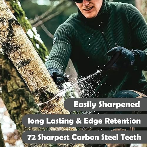 55 Inch High Limb Rope Saw with 70 Sharp Teeth, Effortless 360° Arborist Tree Limb Cutter – Dual Sided Chain Cutting Tool for High Branches, Pocket Wire Chain for Outdoor Adventures with Storage Box