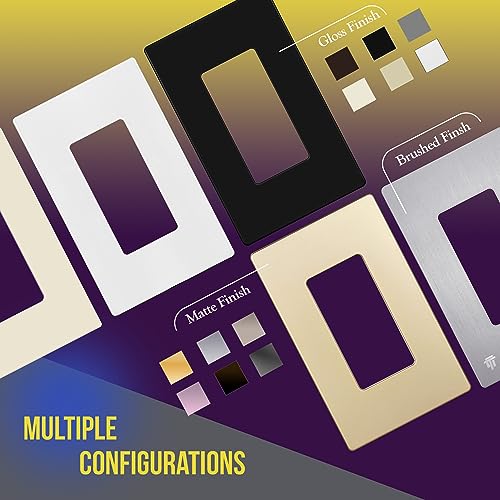 ENERLITES - SI8835-W-STICKER Screwless Decorator Wall Plates Child Safe Outlet Covers, Size 5-Gang 4.68" H x 10.14” L, Unbreakable Polycarbonate Thermoplastic, SI8835-W, Glossy, White