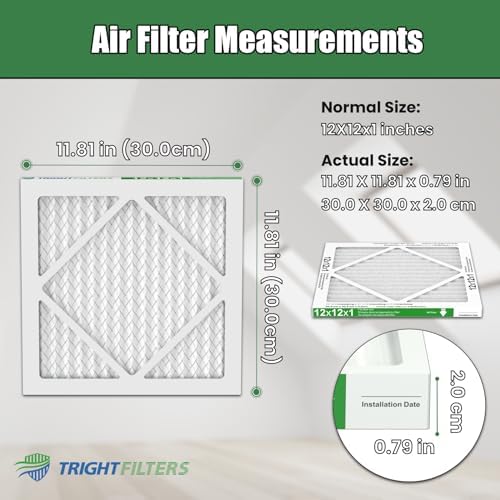 12x12x1 Air Filter 6 Pack, Durable MERV 8 Pleated Home HVAC AC Furnace Filters, Lightweight Compact Air Conditioner Filter Replacement
