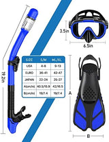 Snorkeling Gear for Adults Men Women,4 in 1 Snorkel Set with Panoramic View Diving Mask Anti-Fog Anti-Leak,Dry Top Snorkel,Fins and Travel Bag for Swimming,Snorkeling and Travel Diving