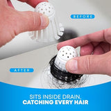 TubShroom Toss 21pk Disposable Bath Tub Drain Strainers - Hair Catcher Snare for Shower Bathtub to Prevent Clogged Drains, Traps Human and Pet Hair, One Year Supply (White)