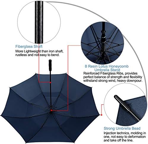 G4Free 47/54/62/68 Inch Automatic Open Golf Umbrella Oversize Extra Large Double Canopy Vented Windproof Waterproof Stick Umbrellas