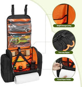 Large Tactical Camping Kitchen Organizer, Hanging Cookware Storage Bag with Paper Towel Holder & Multi Pockets, Portable Camp Utensil Organizer for BBQ Cooking Essentials, Black, Bag Only