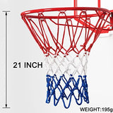 Basketball Net Replacement, 2025 Upgrade Thick Professional Basketball Nets Heavy Duty Outdoor, All Weather Anti Whip Color Never Fade -12 Loops (Red White Blue)