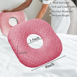 Wuronsa Ear Piercing Pillow for Side Sleepers, Pillow with an Ear Hole for CNH and Ear Pain Ear Inflammation Pressure Sores, O-Shaped Side Sleeping Pillow, Ear Guard Pillow(Pink)