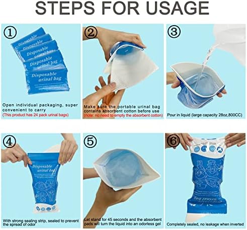 Disposable Emergency Urinal Bag, 12Pack Portable Camping Pee Bags, Travel Pee Bags, Traffic Jam Emergency Portable Urine Bag, Vomit Bags, for Men Women Kids Children Patient