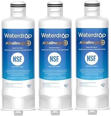 Waterdrop Alkaline DA97-17376B Water Filter, Enhances pH, Replacement for HAF-QIN/EXP, DA97-08006C, RF28R7201SR, RF28R7351SG, WD-F45-AL, 3 Filters