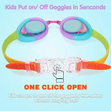 Keary Kids Swim Goggles for Toddler Kids Youth(3-12),Anti-Fog Waterproof Anti-UV Clear Vision Water Pool Goggles